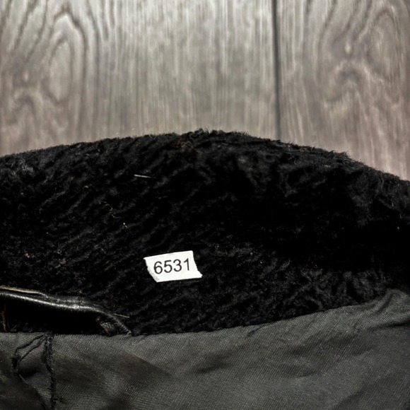 Vintage Wrap Leather Jacket 1990s Debbie Shuchat Coat Black Sherpa XL - Picture 9 of 9